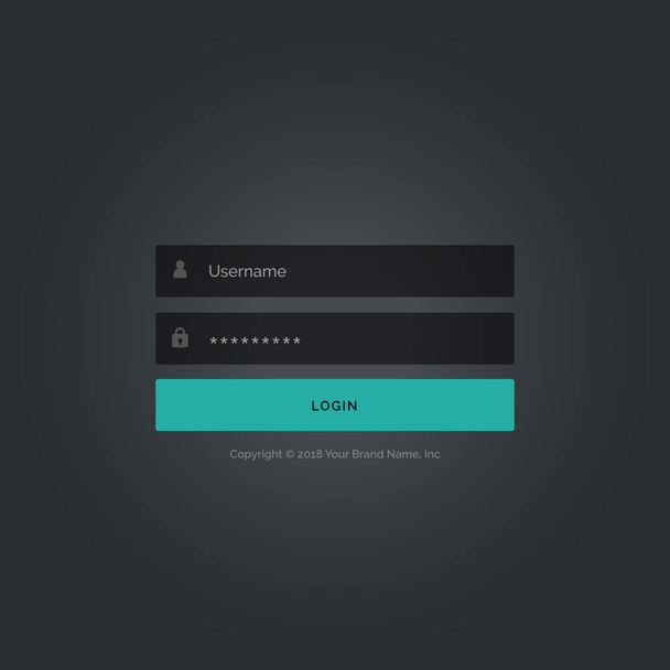 dark login form template design with username and password detai - Vector, Image