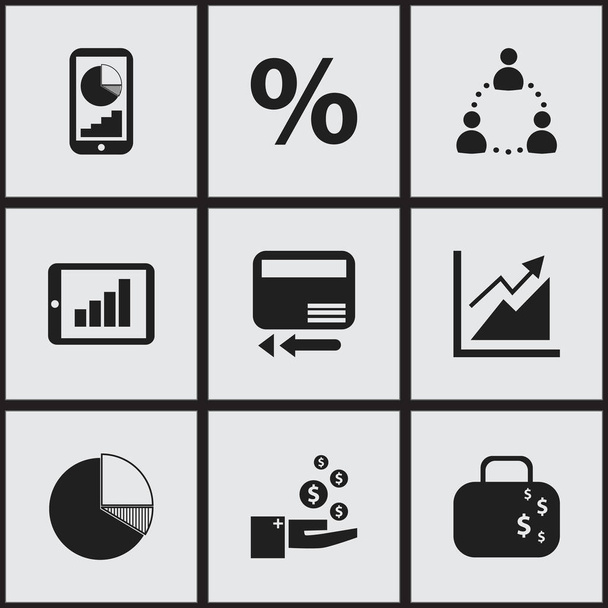 Set di 9 icone logiche modificabili. Include simboli come profitto, carta di credito, percentuale e altro ancora. Può essere utilizzato per la progettazione web, mobile, UI e infografica
. - Vettoriali, immagini
