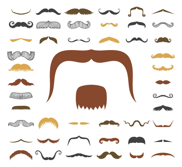 Silhouet vector snor haren hipster krullend collectie baard barber en gentleman symbool mode volwassen menselijke gezicht gaf vectorillustratie. - Vector, afbeelding