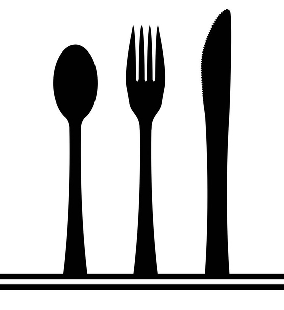 Mes, vork en lepel silhouet - Vector, afbeelding