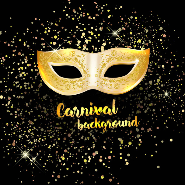 Carnaval masker op donkere en glanzende achtergrond - Vector, afbeelding