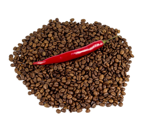 black coffee and red pepper - Photo, Image