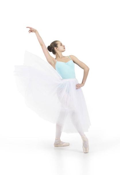 Young smiling girl is dancing ballet. - Fotoğraf, Görsel