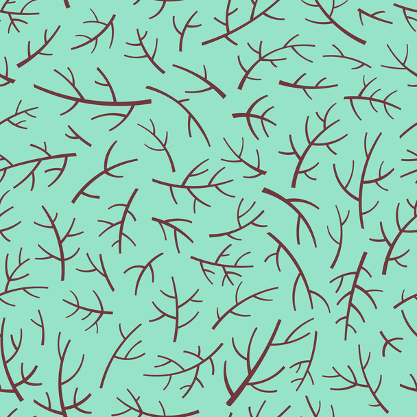Seamless pattern with tree branch silhouettes over green background. - Vetor, Imagem