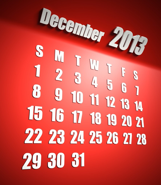 Calendar 2013 december red background - Foto, imagen