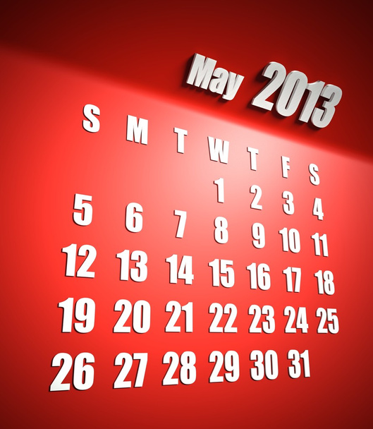 Calendar 2013 may red background - Фото, зображення
