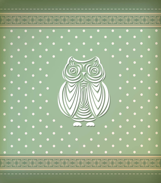  greeting card with owl - Вектор,изображение
