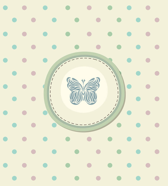 card for decoration album with blue butterfly  - Vektori, kuva