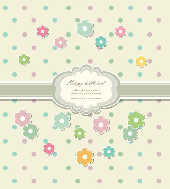 Romantic scrap booking template with flowers  - Wektor, obraz