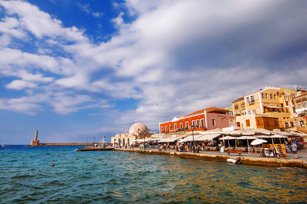 9.9.2016 - The Old Port and market in Chania Old Town, Crete island, Greece - Фото, зображення