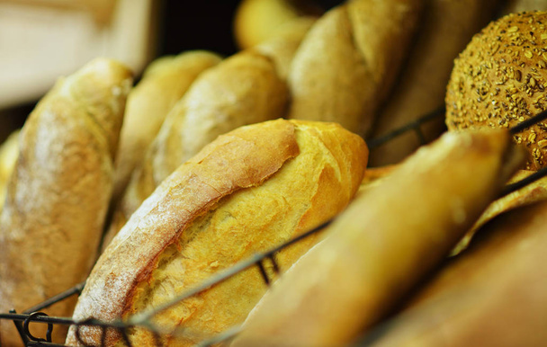 Homemade loaves of bread at market - 写真・画像