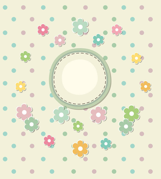 scrapbooking πρότυπο για την πρόσκληση με πολύχρωμα λουλούδια - Διάνυσμα, εικόνα