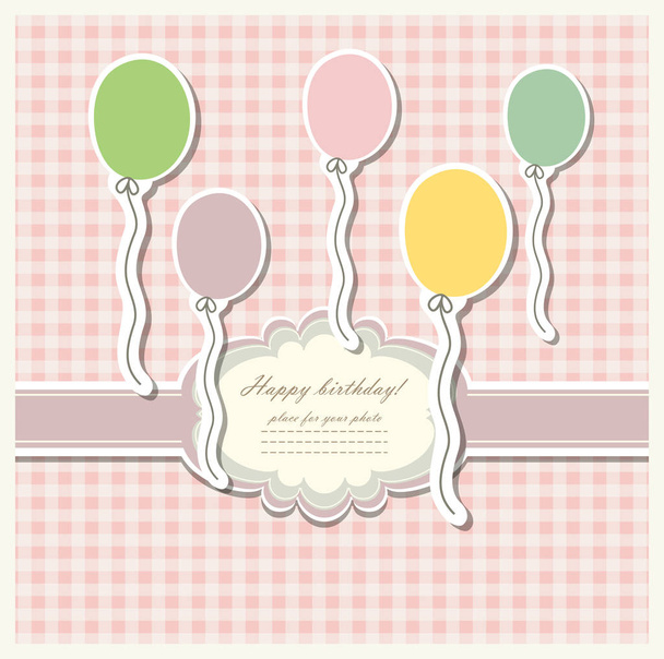 Romantic scrapbooking template with air balloons - Wektor, obraz