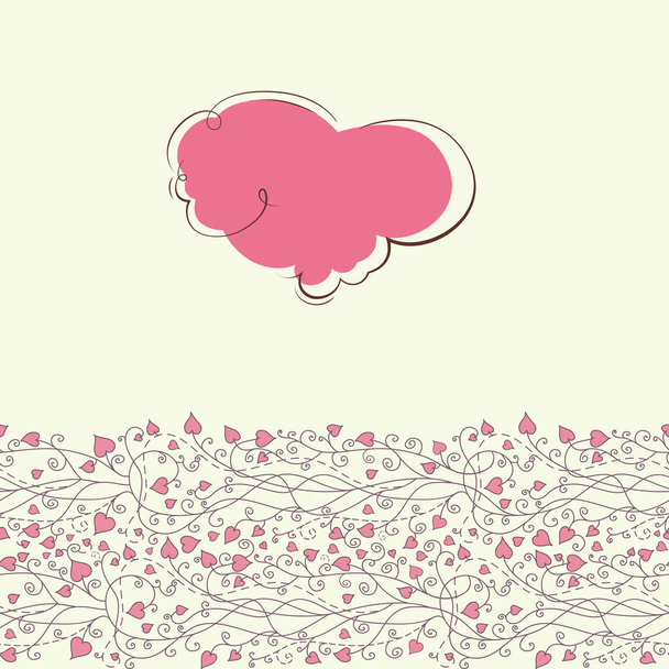Romantic scrap with pink cloud and hearts  - Vector, afbeelding