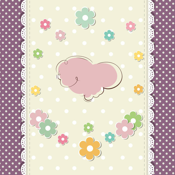 rocznika kartkę z życzeniami z różowe chmury - Wektor, obraz