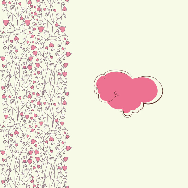 Romantic scrap with pink cloud and hearts  - Vector, afbeelding