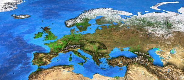 Παγκόσμιο χάρτη υψηλής ανάλυσης που επικεντρώθηκε στην Ευρώπη - Φωτογραφία, εικόνα