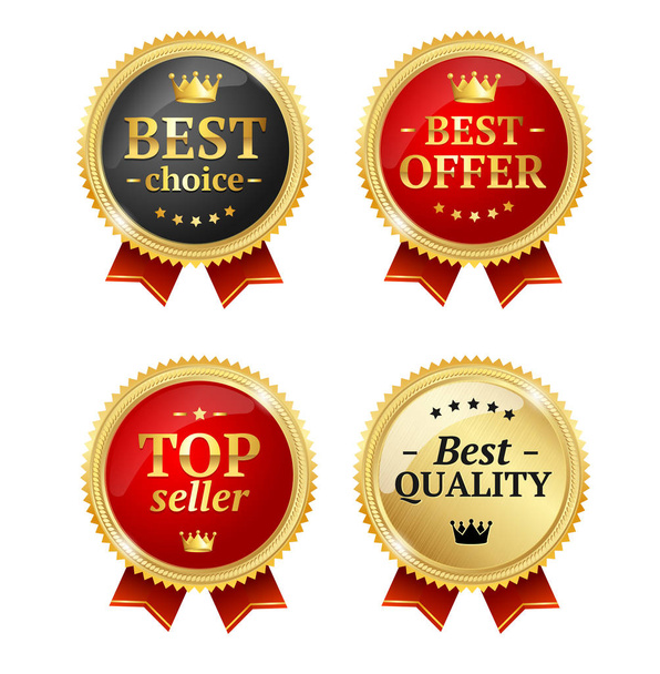 Best Offer or Choice Sale Label Medal Set. Vector - Vetor, Imagem