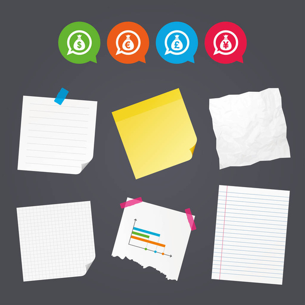  Sticky colorful notes and icons - Vector, afbeelding