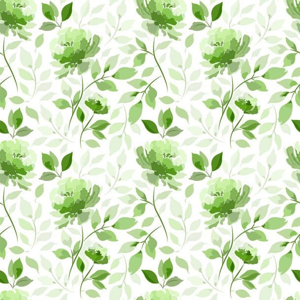 Seamless pattern with rose and green leaves. - Вектор, зображення