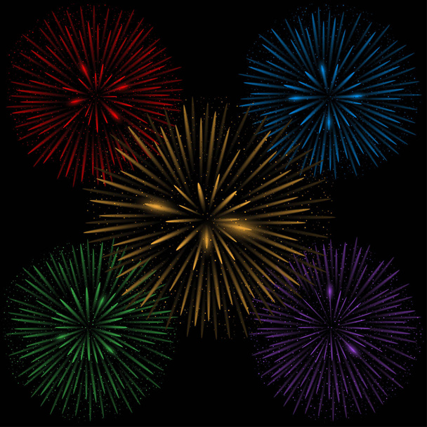 Colorful realistic fireworks - Vector, Image