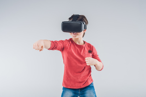 Boy using Virtual reality headset - Фото, зображення