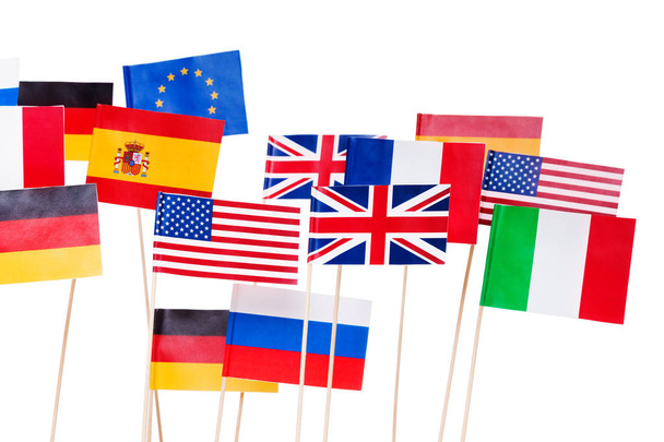 USA and european small flags - 写真・画像