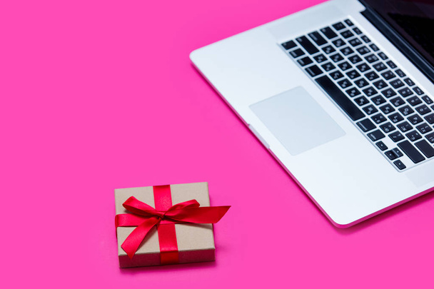 small gift and laptop - Photo, Image