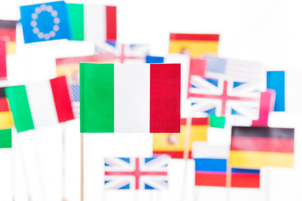 Italian flag against European and USA flags - Φωτογραφία, εικόνα
