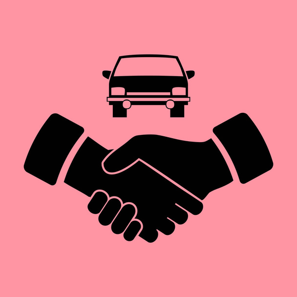 Auto und Handschlag einfaches Symbol - Vektor, Bild