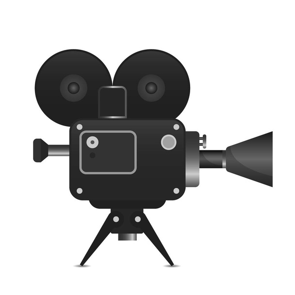 Retro filmový projektor s abstraktní světelné paprsky vektorové podrobné ilustrace analogové zařízení kino film filmový projektor - Vektor, obrázek