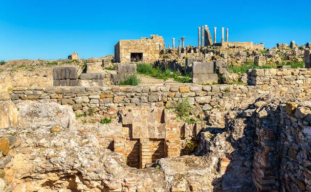 Ruinen von volubilis, einer berberberischen und römischen Stadt in Marokko - Foto, Bild