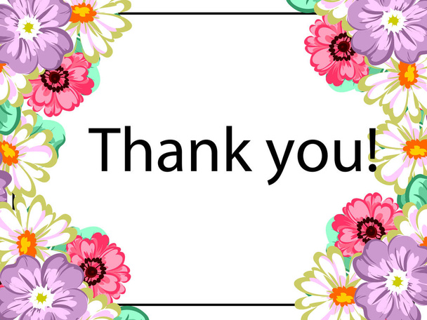 Floral thank you card - Vettoriali, immagini