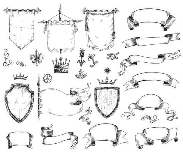 collection of heraldic templates - Διάνυσμα, εικόνα