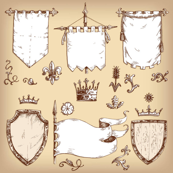 collection of heraldic templates - Vector, Image