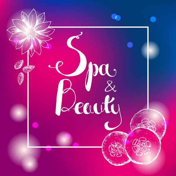 background with hand lettering. Spa and yoga. - Vector, Image