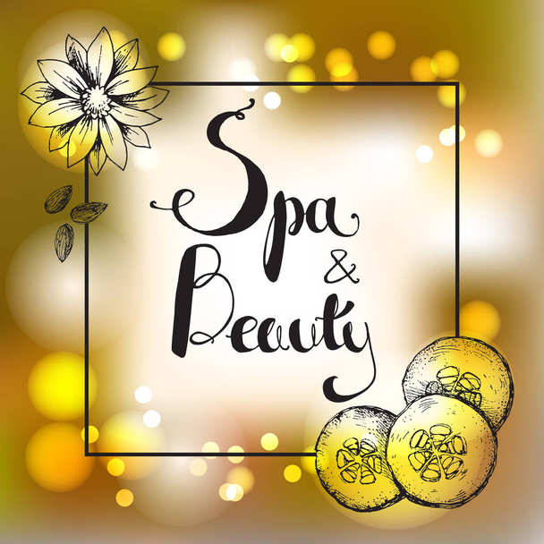 background with hand lettering. Spa and yoga. - Vector, afbeelding
