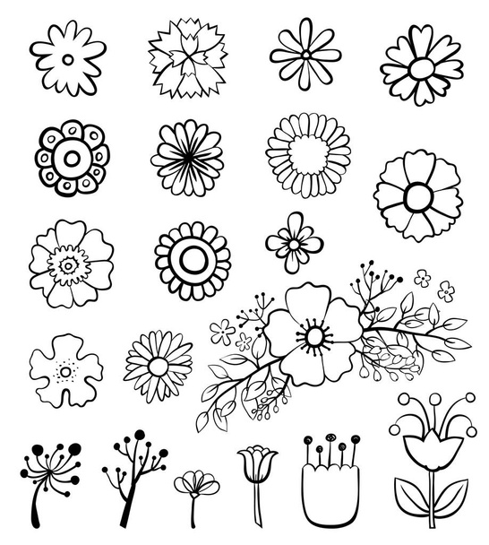 Set of flowers doodles - Vektor, Bild