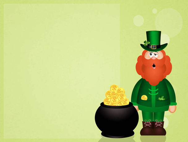 man with coins in pot for St. Patrick's day - Foto, afbeelding