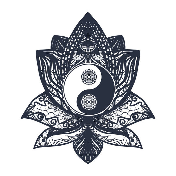 Vintage Yin et Yang dans Lotus
 - Vecteur, image