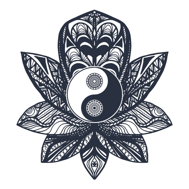 Vintage Yin et Yang dans Lotus
 - Vecteur, image