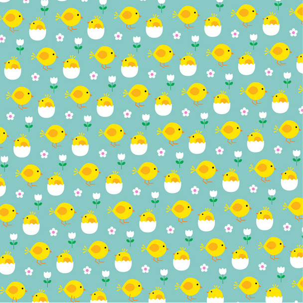 Easter chicks and eggs - Vector, Image