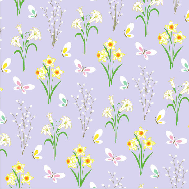 Пасхальные цветы фон
 - Вектор,изображение