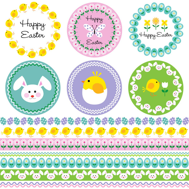 easter icons in circle frames - Vector, Image