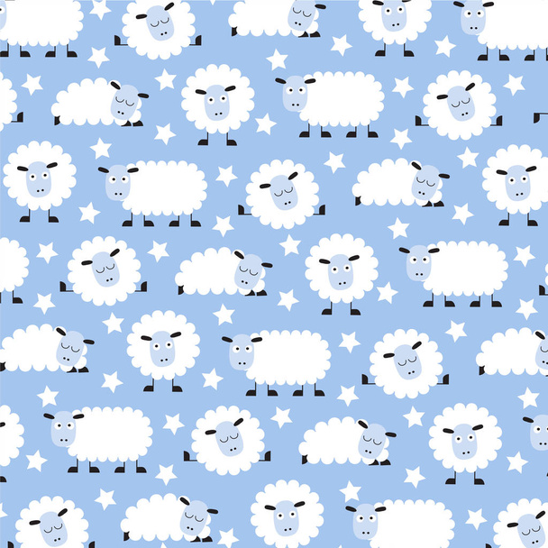 かわいい眠い羊パターン - ベクター画像