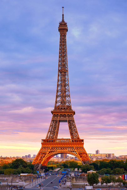 Eiffel tower at sunset Paris France - 写真・画像