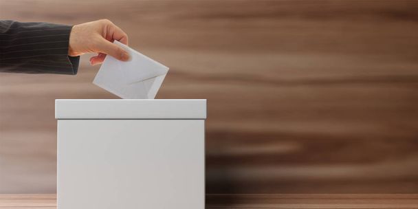 Votante sobre fondo de madera. ilustración 3d
 - Foto, imagen