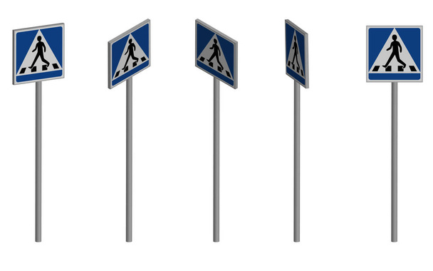 Traffic sign pedestrian crossing in 3D - Vector, Image