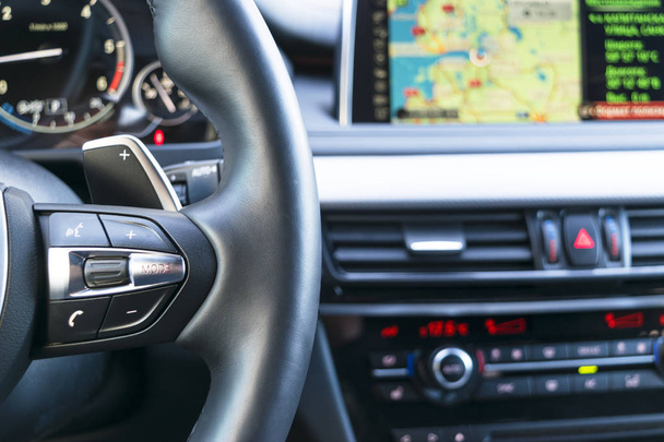 Modern car interior with navigation,Screen multimedia system - Foto, Imagen