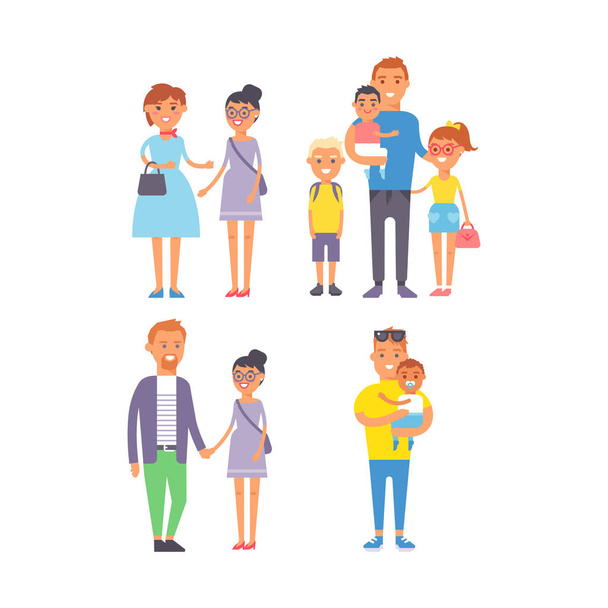Famiglia persone adulto felicità sorridente gruppo insieme genitorialità concetto e genitore casuale, allegro, stile di vita felice personaggio vettore illustrazione
. - Vettoriali, immagini